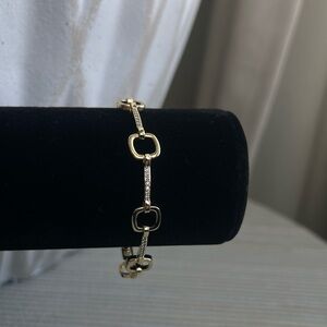 Gold squares with alternating Silver pavé Link Bracelet